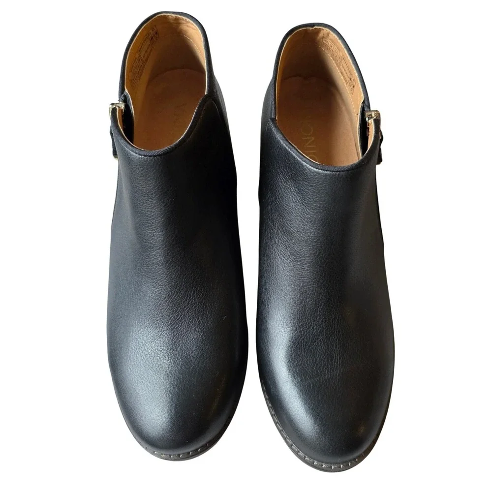 Vionic Jolene Comfort Ankle Booties Boots Black Leather Women Size 7.5